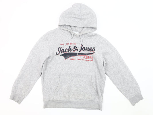 Jack & Jones Men's Grey Pullover Hoodie Size S