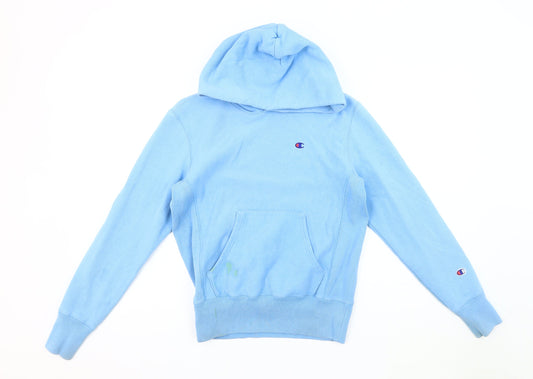 Champion Blue Unisex Hoodie Sz S Pullover Logo
