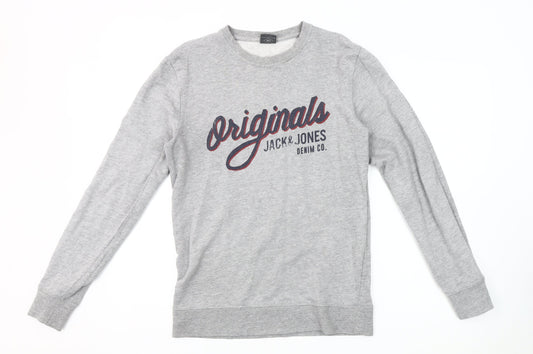 Mens UK S Regular JACK & JONES Grey Pullover Sweatshirt