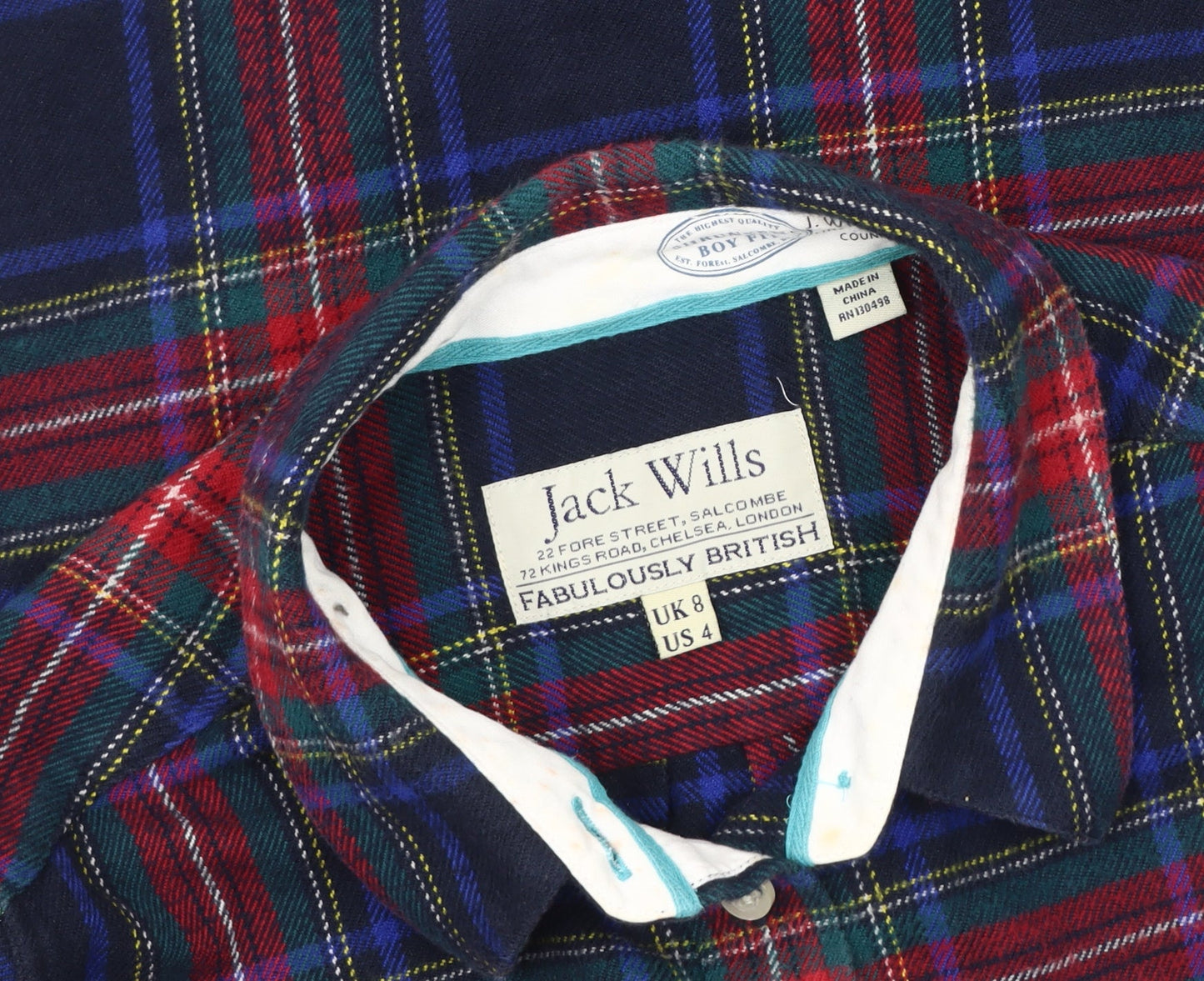 Jack Wills Women’s Plaid Button-Up Shirt, Multicoloured, Size 8