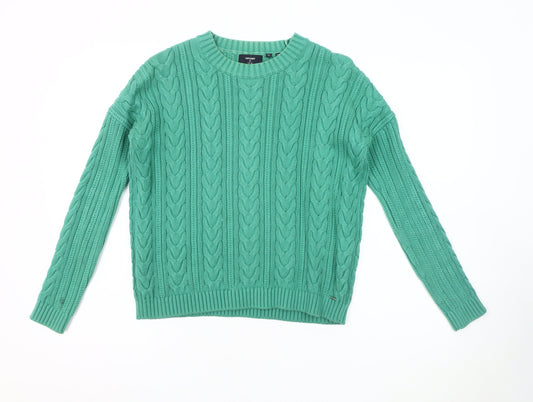 Womens UK 6 Regular Superdry Green Pullover Cable-Knit
