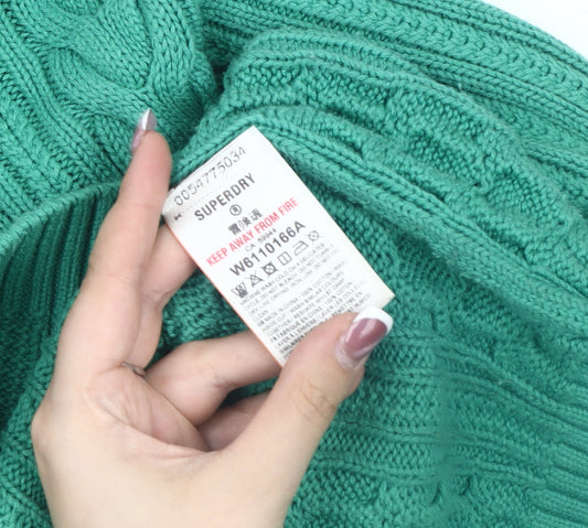 Superdry Women's Green Cable-Knit Jumper Size 6