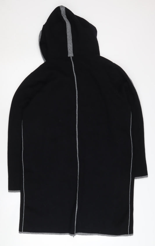 JCL Women's Black Hooded Long Coatigan M