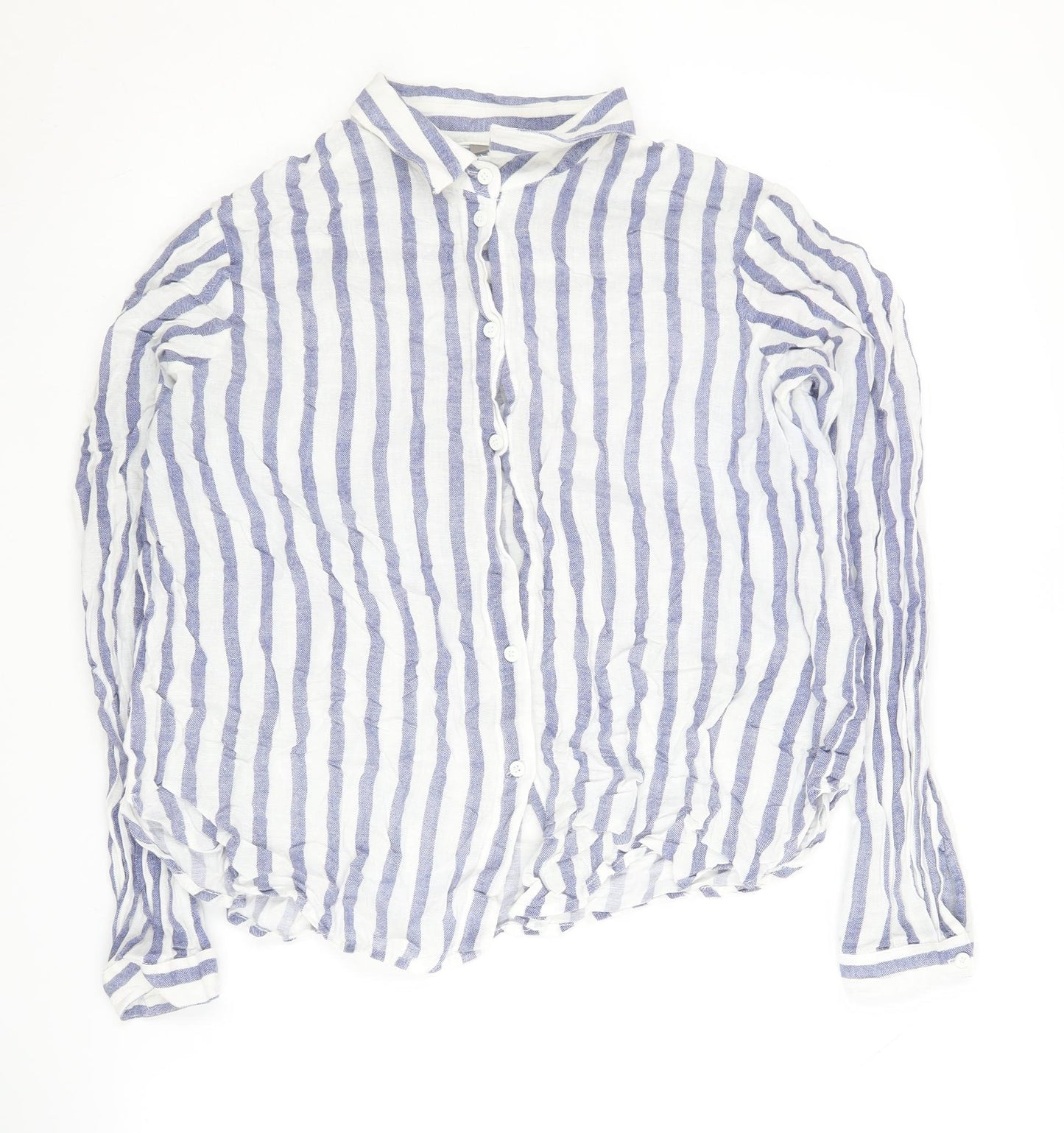 VERO MODA Women's Blue Striped Button-Up Shirt L