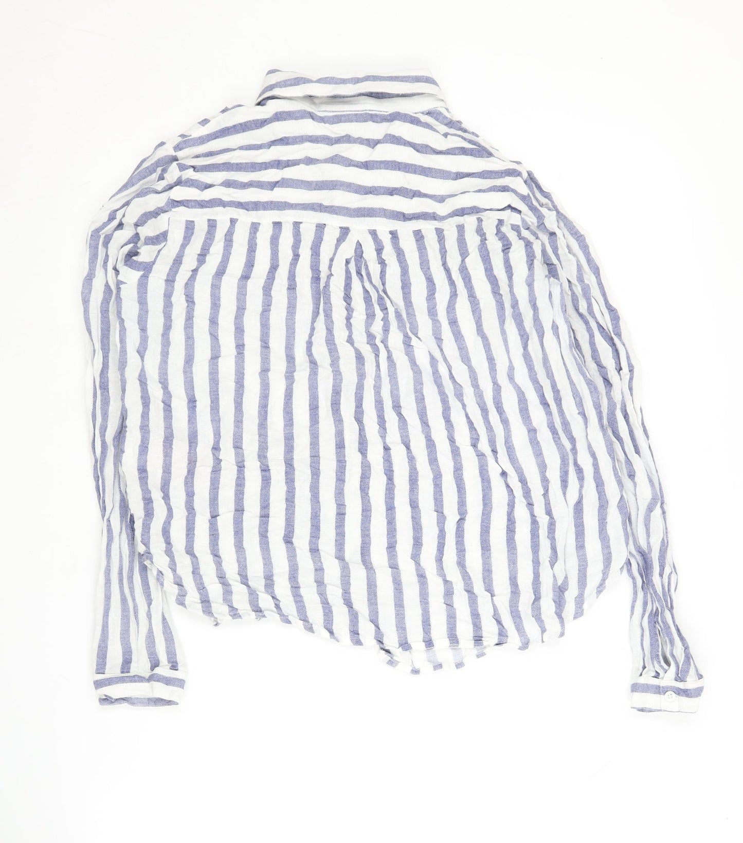 VERO MODA Women's Blue Striped Button-Up Shirt L