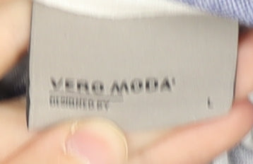 VERO MODA Women's Blue Striped Button-Up Shirt L