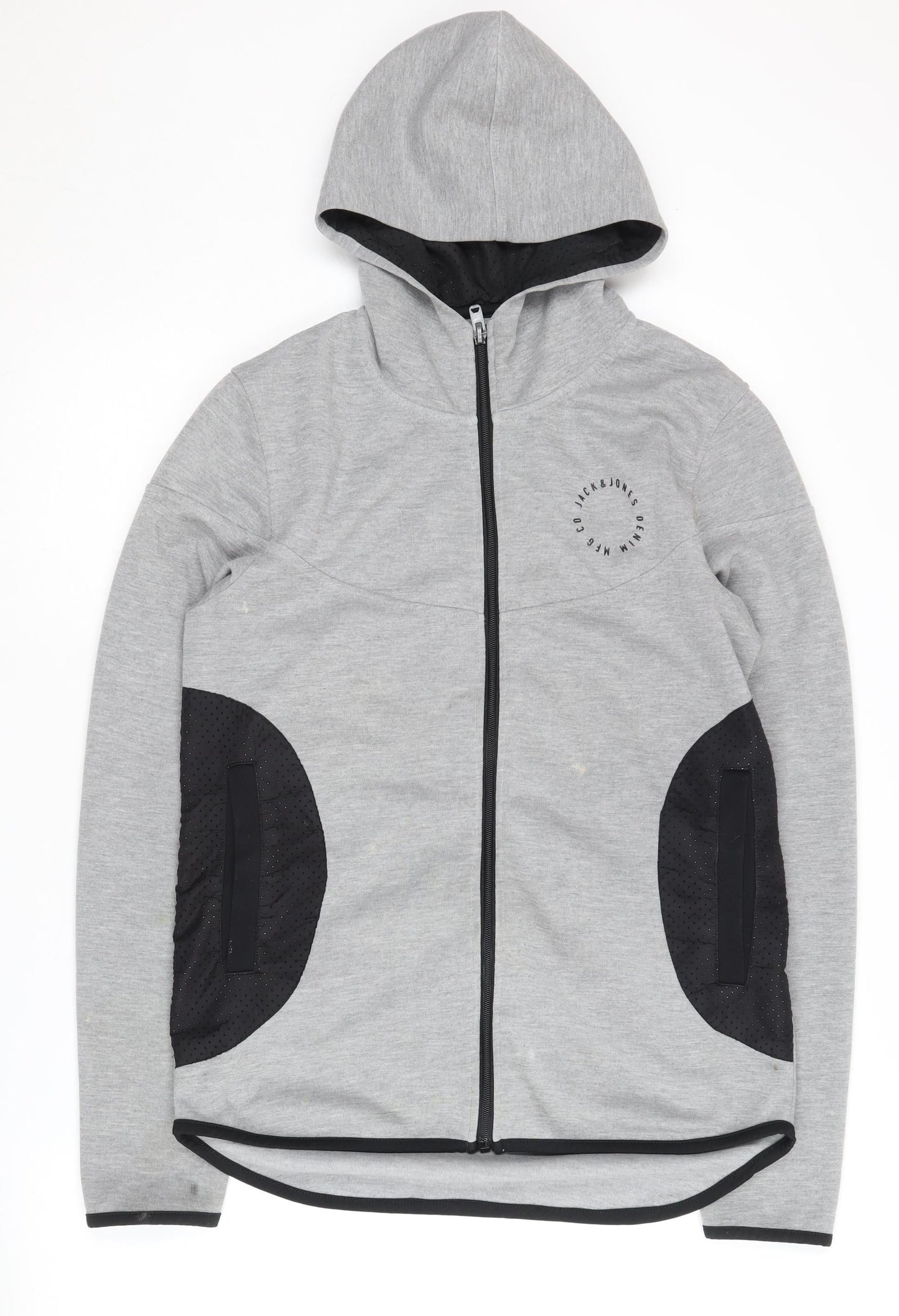 Jack & Jones Grey Full Zip Hoodie, Men's S, Casual Style