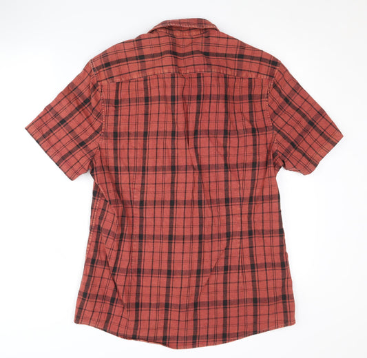 Asos Men's Red Plaid Short Sleeve Collared Shirt L