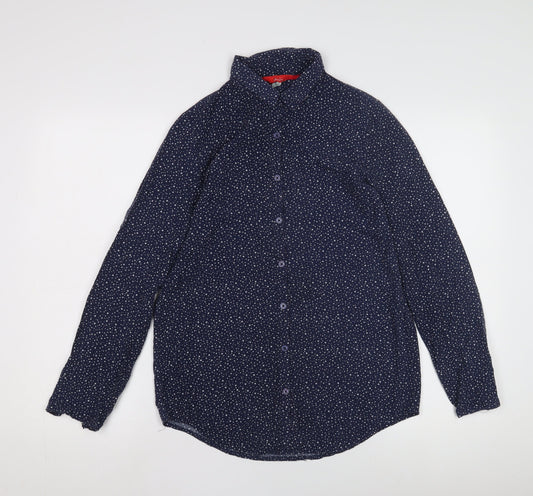 Womens UK Size 6 Joules Blue Cotton Button-Up