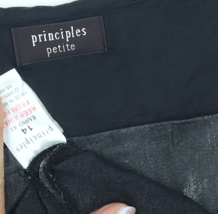 Close-up detail of Principles Women's Grey Tunic, size 14, Petite, Square Neck