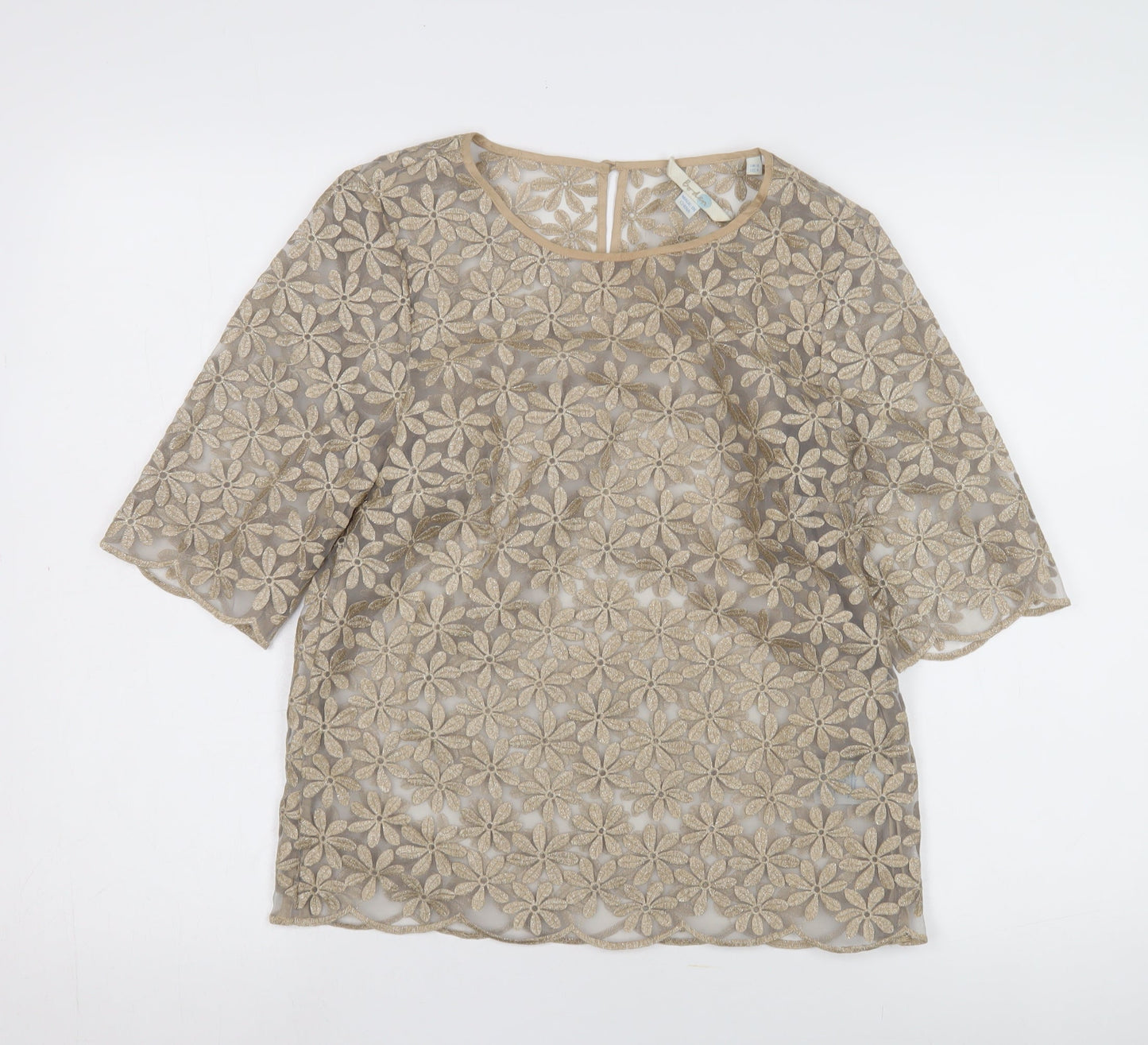 Boden Women's Beige Floral Lace Blouse, Size 8