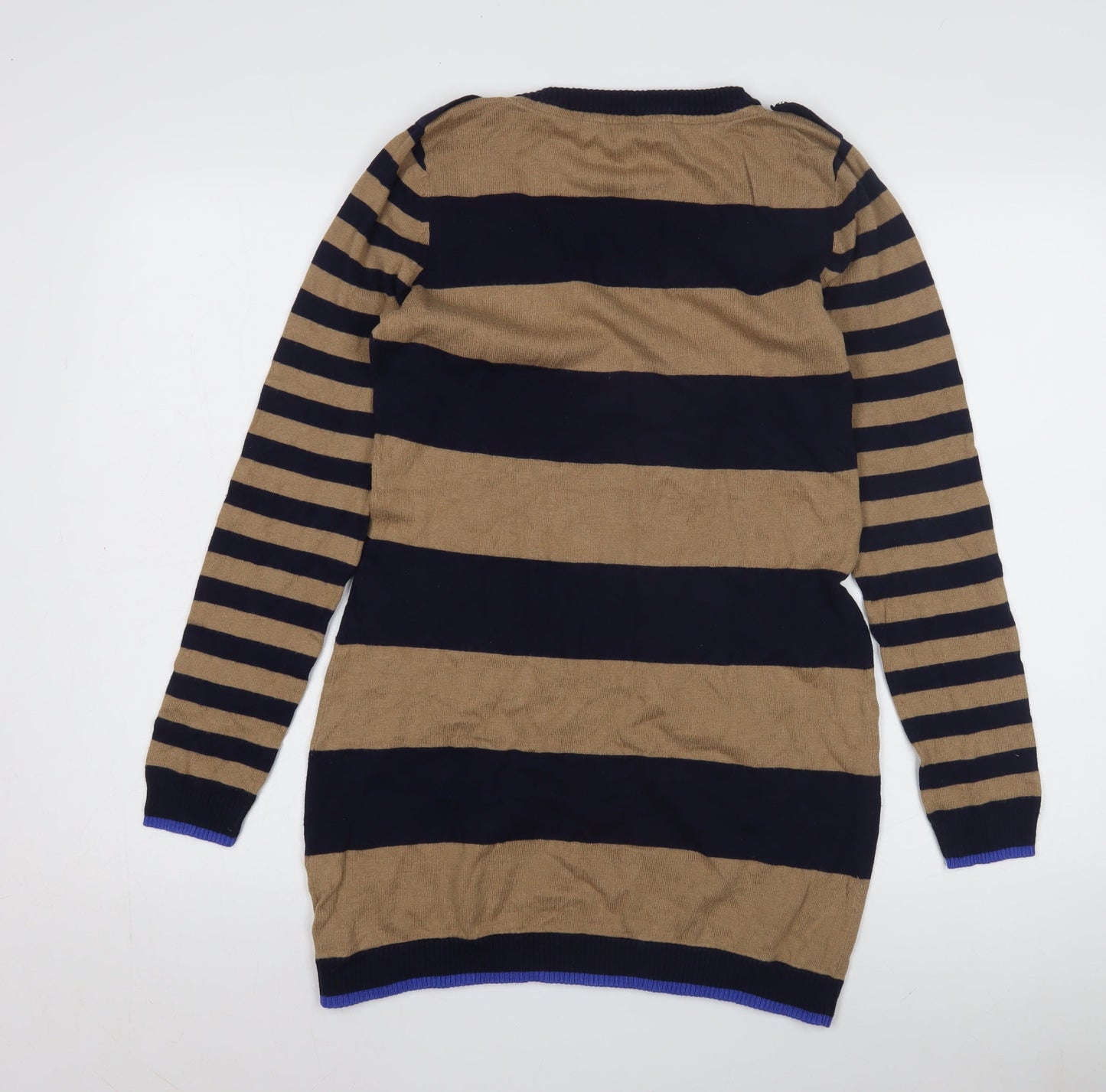 Crew Clothing Co Women's Striped Pullover Jumper, Size 12, Brown/Blue