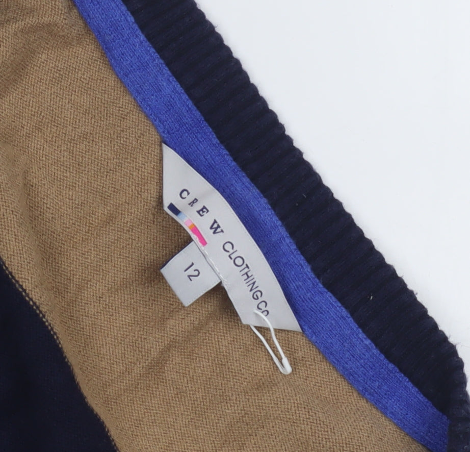 Crew Clothing Co Women's Striped Pullover Jumper, Size 12, Brown/Blue