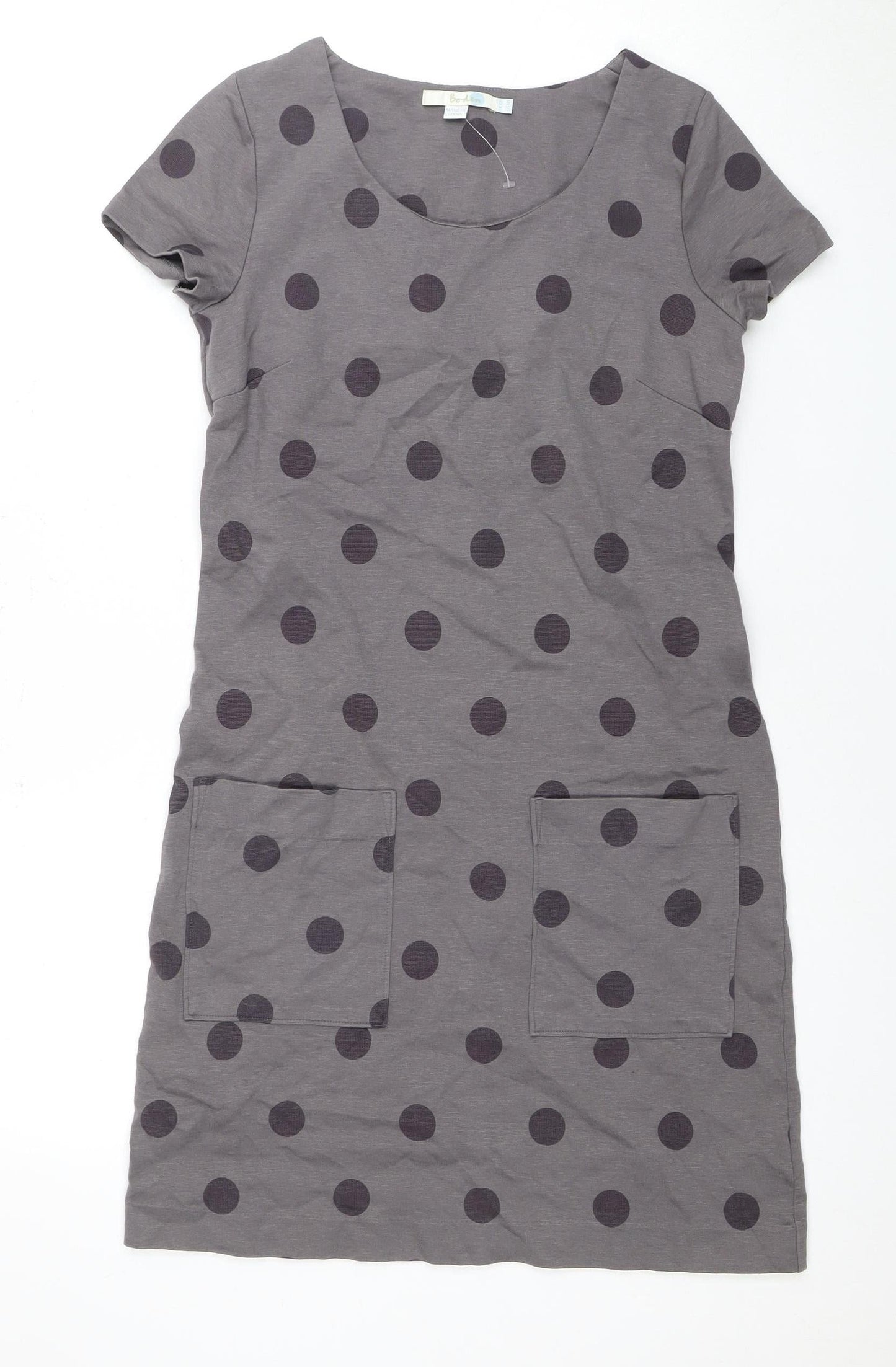 Boden Women's Grey Polka Dot Cotton Dress, Size 10