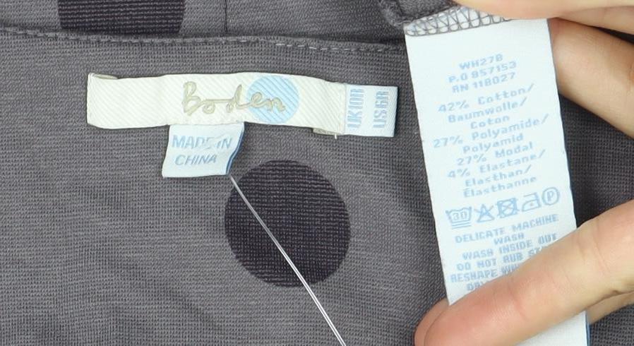 Boden Women's Grey Polka Dot Cotton Dress, Size 10