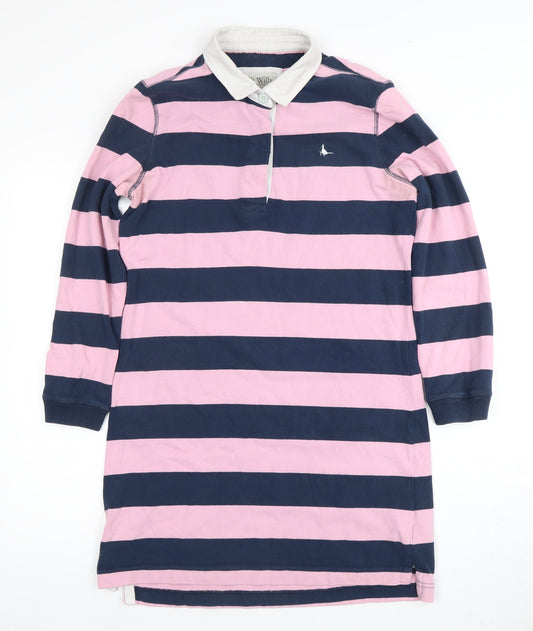 Jack Wills Women's Striped Shirt Dress, Pink/Navy, Size 10