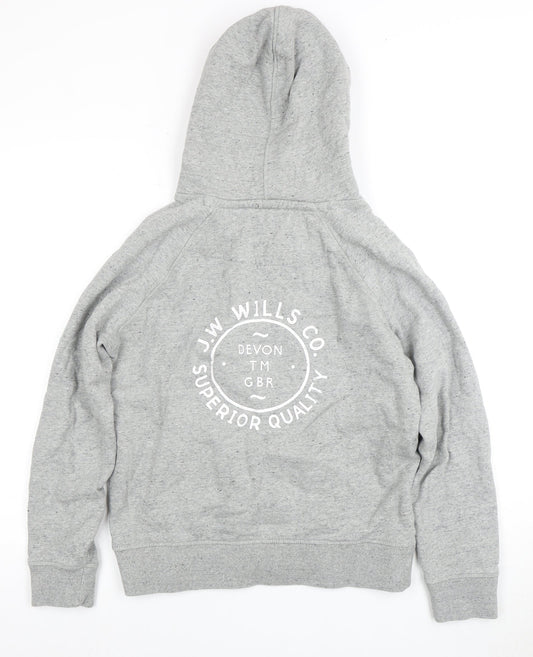 Jack Wills Men's Grey Hoodie - Size L, Logo Design