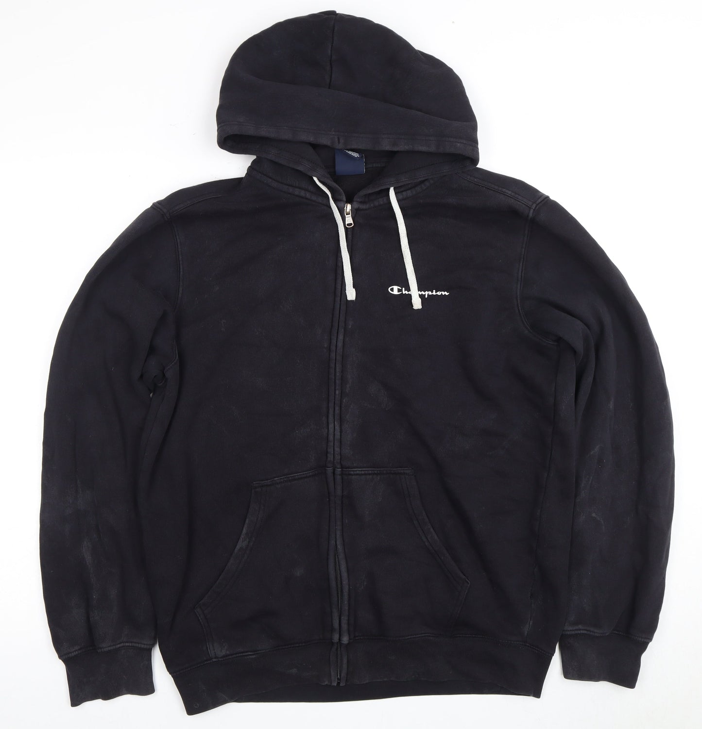 Champion Men's Black Full Zip Large Hoodie with Logo