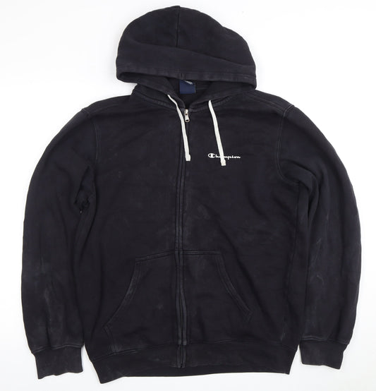 Champion Men's Black Full Zip Large Hoodie with Logo