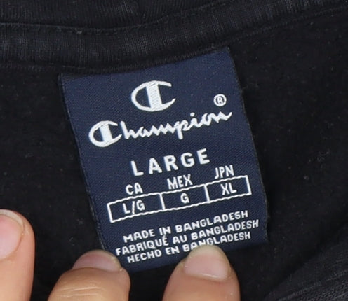 Champion Men's Black Full Zip Large Hoodie with Logo