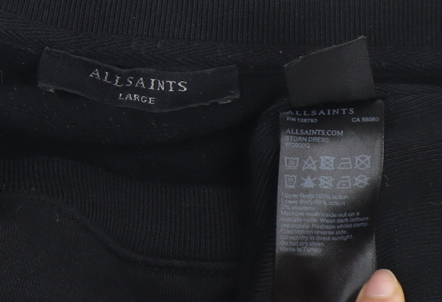 AllSaints Women's Black L Casual Long Sleeve Dress