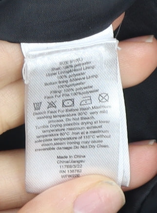Brand and care label for Andy & Evan girls’ black l puffer jacket hooded winter coat