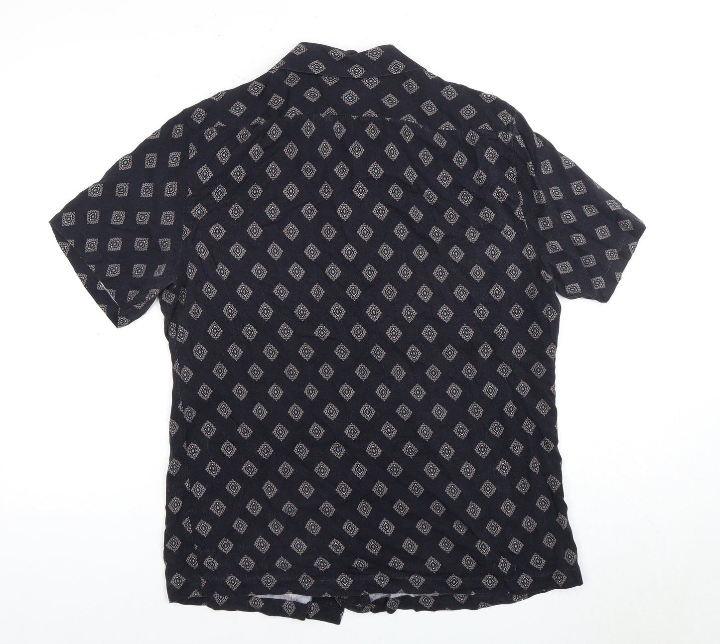Reiss Unisex Black Argyle Button-Up Shirt L