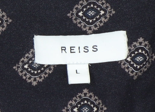 Reiss Unisex Black Argyle Button-Up Shirt L