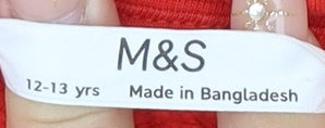 Brand and care label for Marks & Spencer girls’ red full zip hoodie 12-13 years