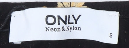 Brand and care label for Only Women's Black Floral V-Neck Blouse - S