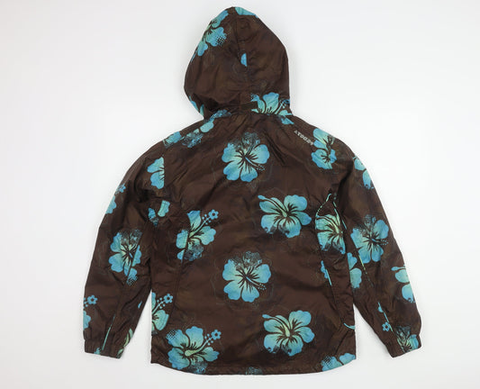 TOG 24 Women's Brown Floral Hooded Rain Jacket