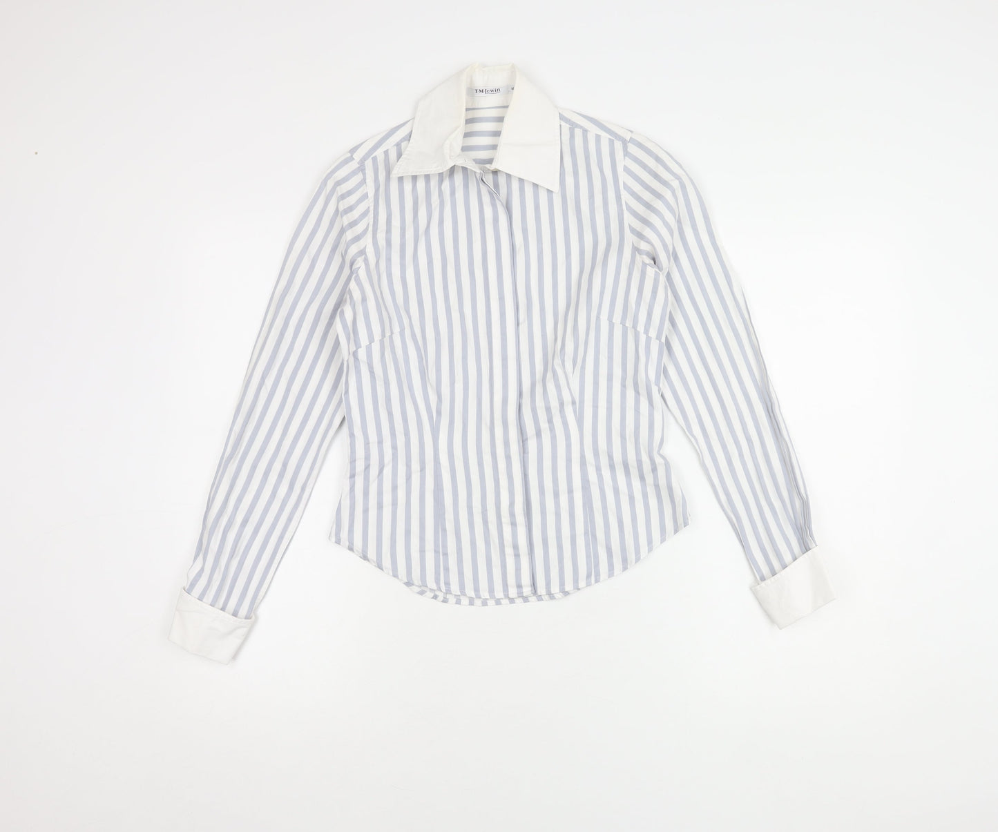 T.M. Lewin Women's Blue Striped Long Sleeve Shirt, Size 6