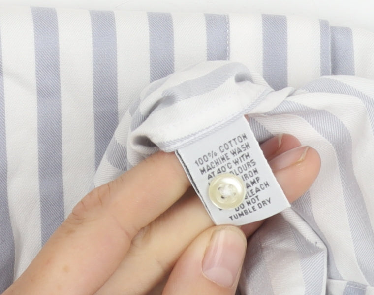 T.M. Lewin Women's Blue Striped Long Sleeve Shirt, Size 6