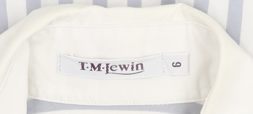 T.M. Lewin Women's Blue Striped Long Sleeve Shirt, Size 6