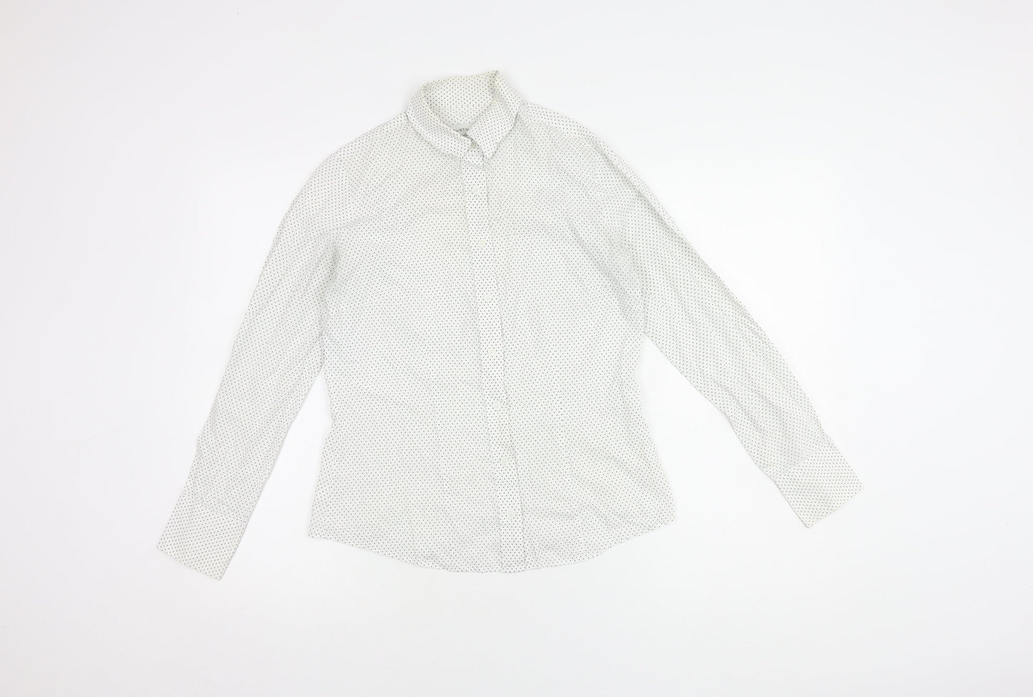 Austin Reed Women's White Polka Dot Button-Up Shirt