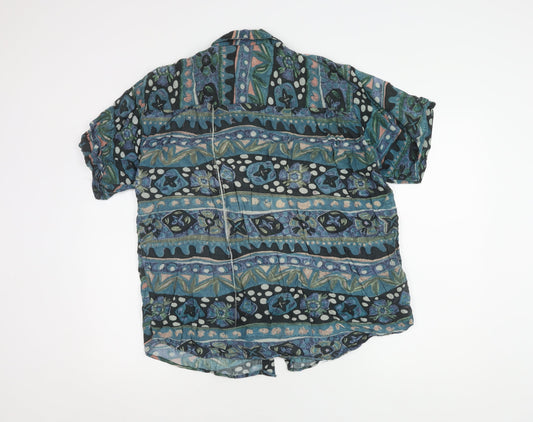 Fine Line Men's Multicoloured Geometric Shirt, L, Short Sleeve