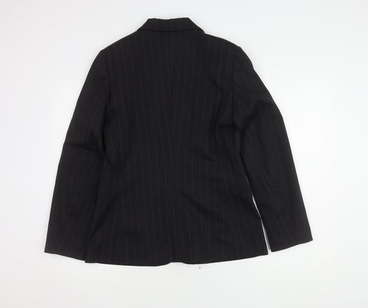 Comptoir des Cotonniers Women's Black Pinstripe Blazer UK 14