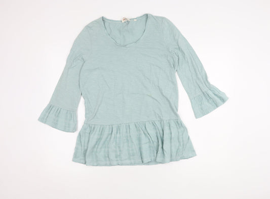 FatFace Women's Blue 3/4 Sleeve Top UK Size 10
