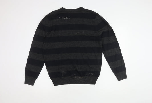 Thomas Nash Men's Multicoloured Striped Henley Jumper M