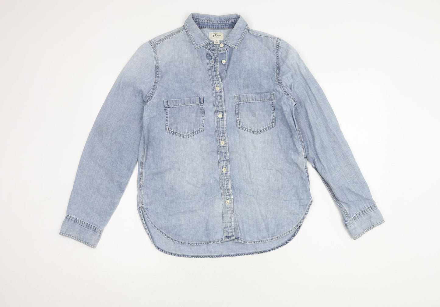 J.Crew Women's Blue Button-Up Denim Shirt Size 6