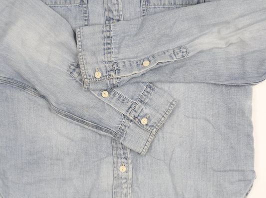 J.Crew Women's Blue Button-Up Denim Shirt Size 6