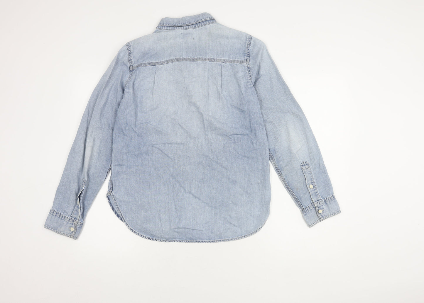 J.Crew Women's Blue Button-Up Denim Shirt Size 6