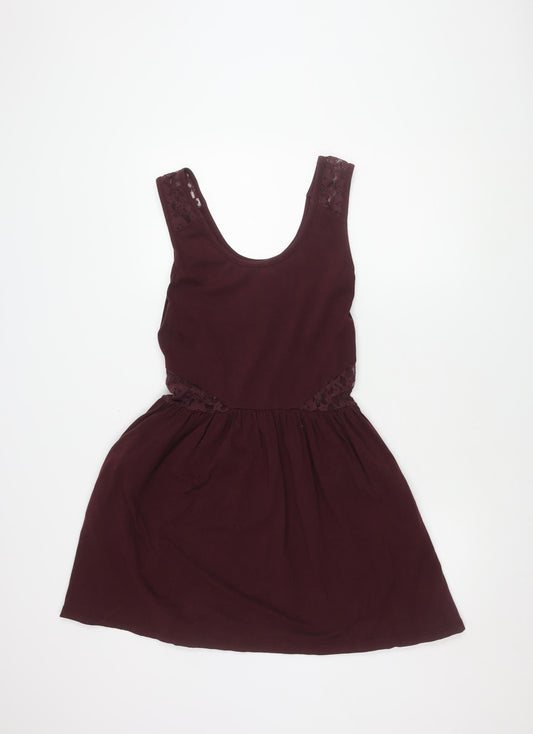 Superdry Women's Red Pinafore Dress M Cotton Lace