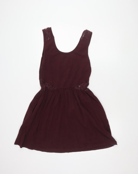 Superdry Women's Red Pinafore Dress M Cotton Lace