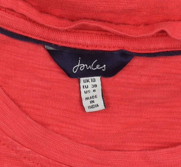 Joules Women's Red Cotton T-Shirt UK 10 Casual