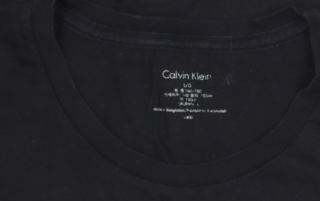 Calvin Klein Men's Black Cotton Crew Neck T-Shirt L