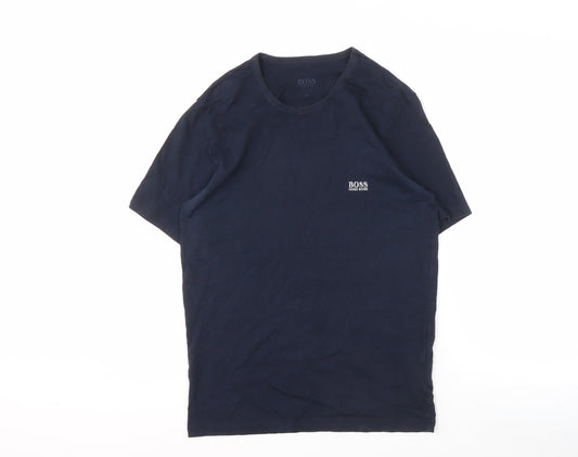 Hugo Boss Men's Blue M Crew Neck T-Shirt Logo