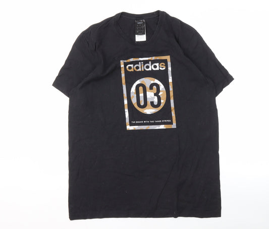 Mens UK Size M adidas Black Cotton T-Shirt