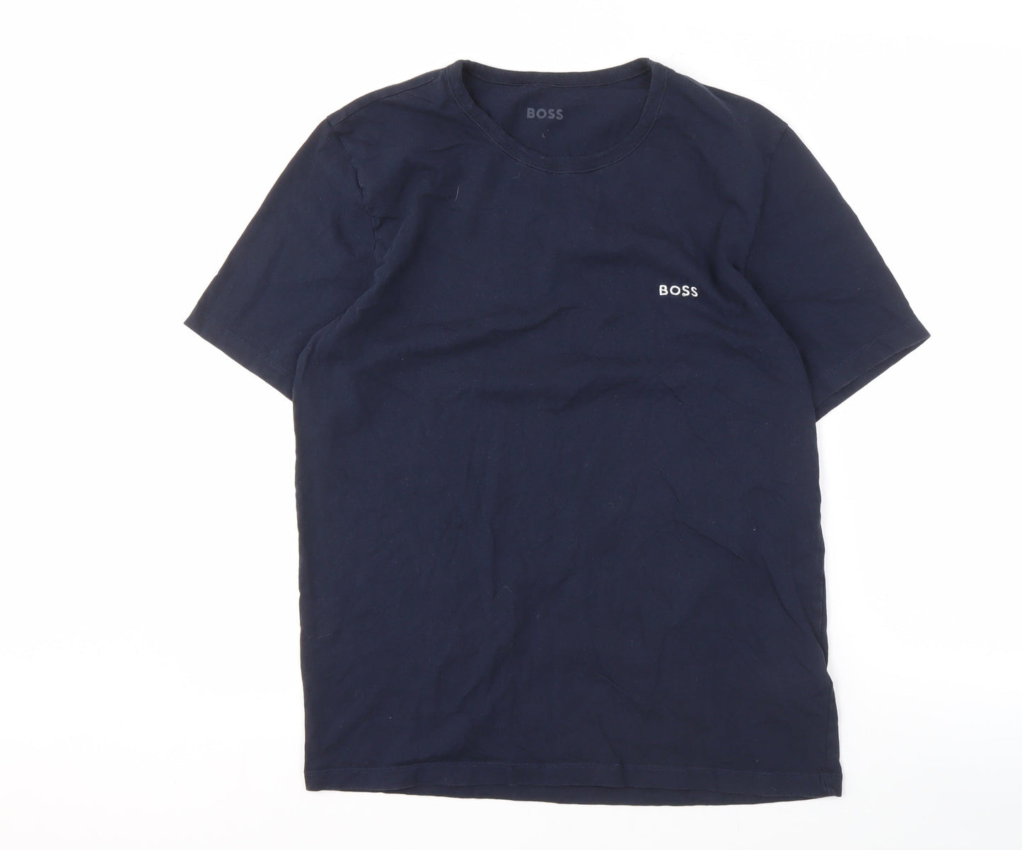 Boss Men's Blue Cotton Crew Neck T-Shirt, Size L