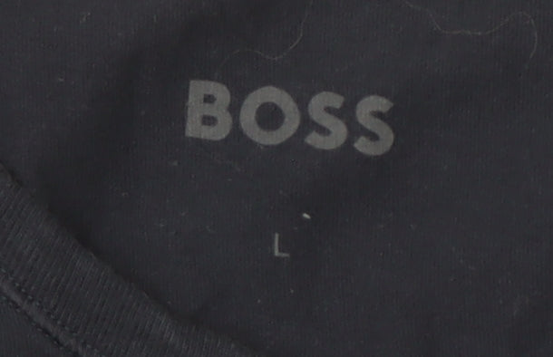 Boss Men's Blue Cotton Crew Neck T-Shirt, Size L